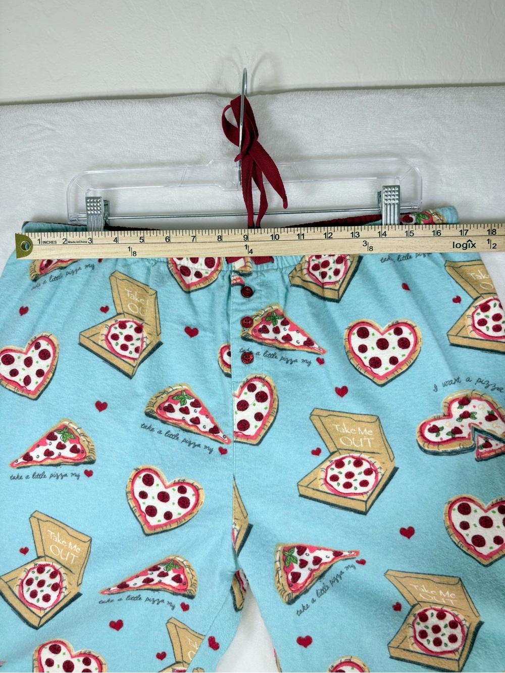 PJ Salvage Pizza Lover Flannel Pajama Set NWT Women’s Large Cotton Blue - Picture 13 of 15